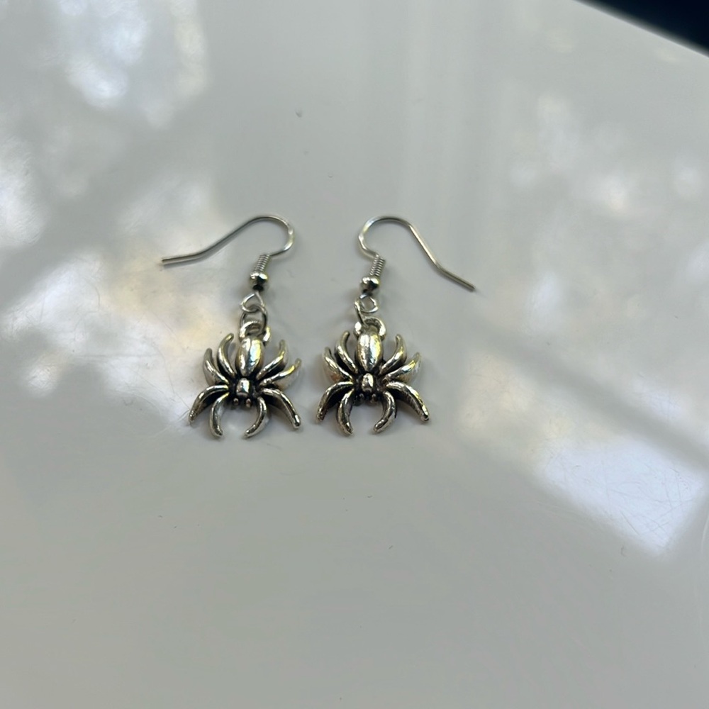 Silver Spider Earrings